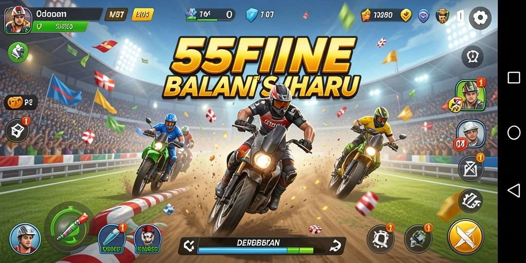 Tampilan gameplay seru dari balapan di 55FIVE.