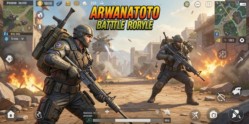 Tangkapan layar menampilkan aksi seru gameplay Battle Royale.