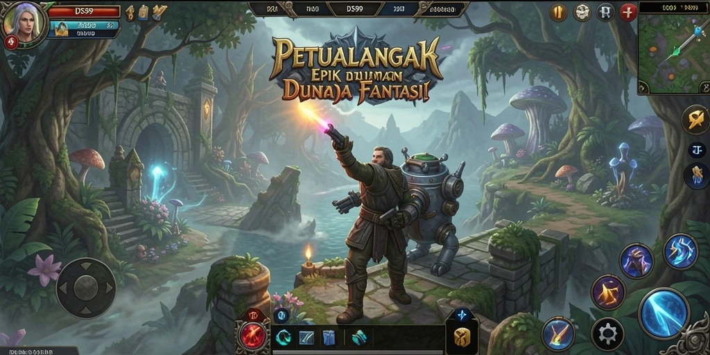 Tangkapan layar gameplay DS99 menampilkan aksi seru dalam pertempuran RPG.