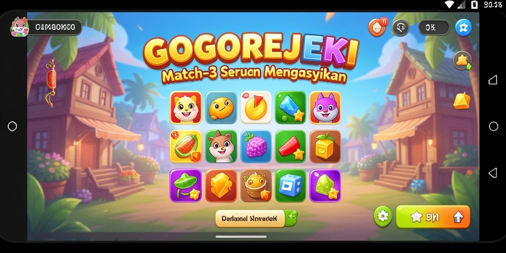 Tampilan gameplay GOGOREJEKI yang seru dan penuh warna di layar.