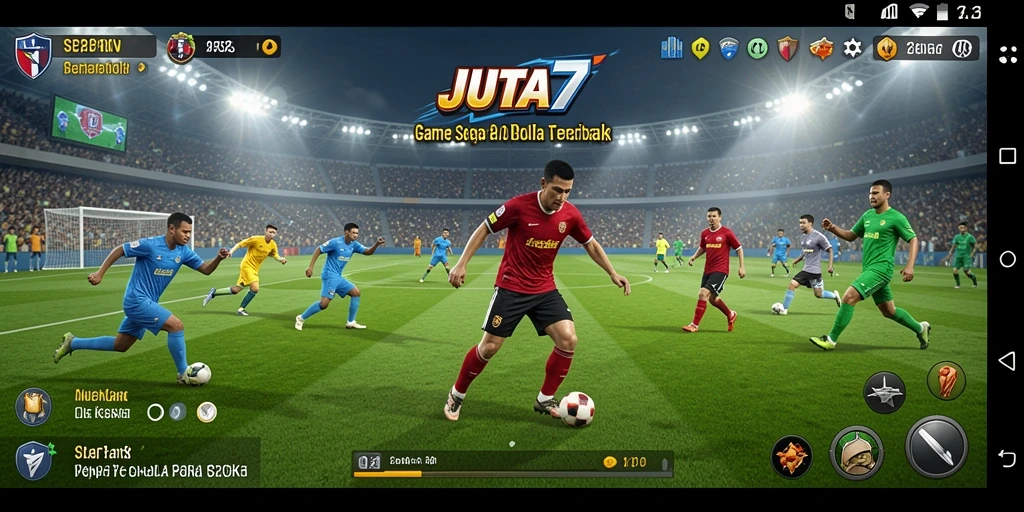 Tampilan gameplay menarik JUTA7 yang penuh aksi sepak bola.