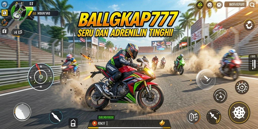 Tampilan gameplay balapan motor di LENGKAP777 yang mendebarkan.