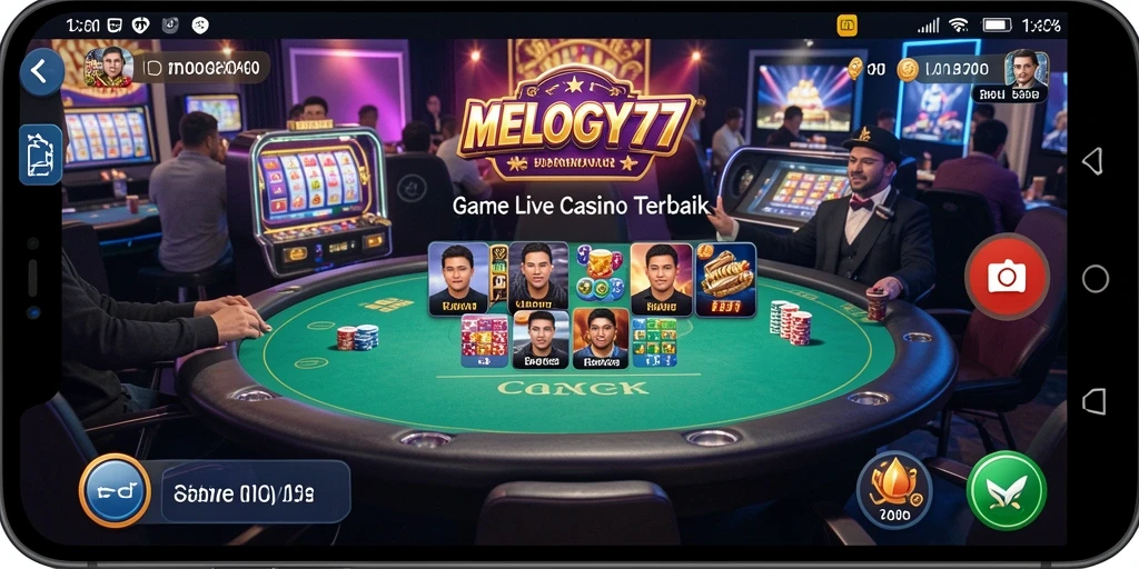 Tampilan permainan MELODY77 dengan dealer langsung yang profesional.