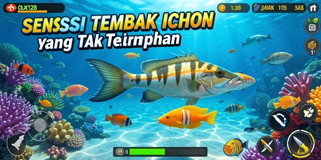 Screenshot OLX128 menampilkan aksi seru dalam Tembak Ikan.