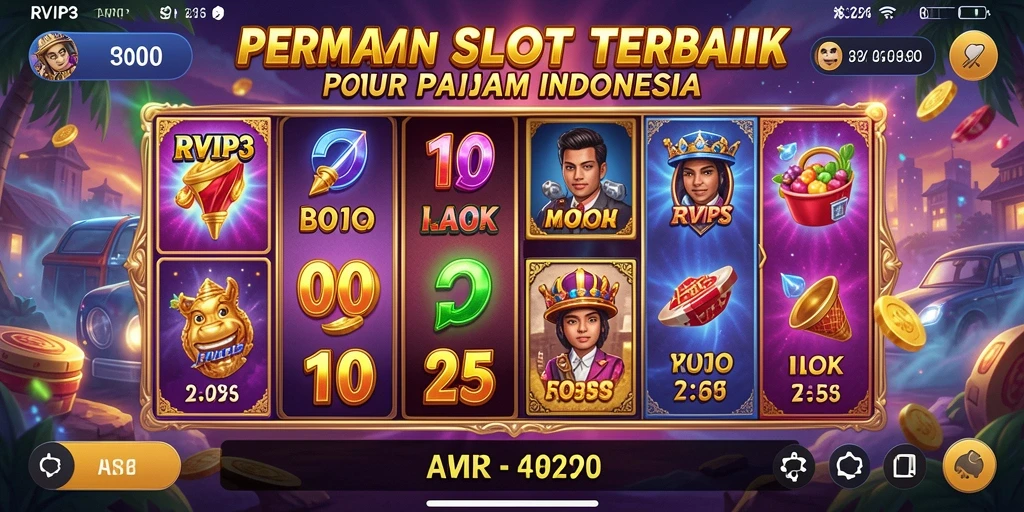 Tampilan gameplay RVIP3 yang seru dengan berbagai tema slot menarik.