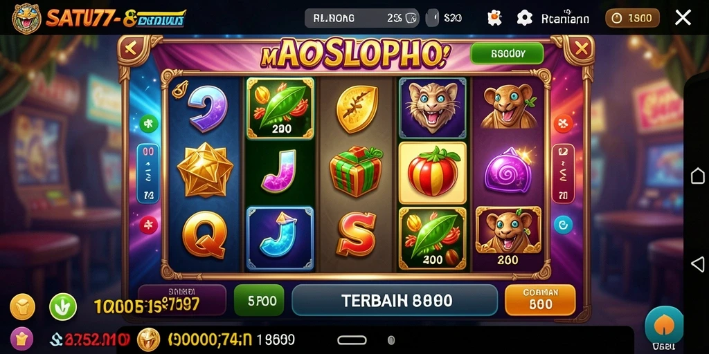 Screenshot gameplay SATU77 menampilkan mesin slot yang menarik dan penuh warna.
