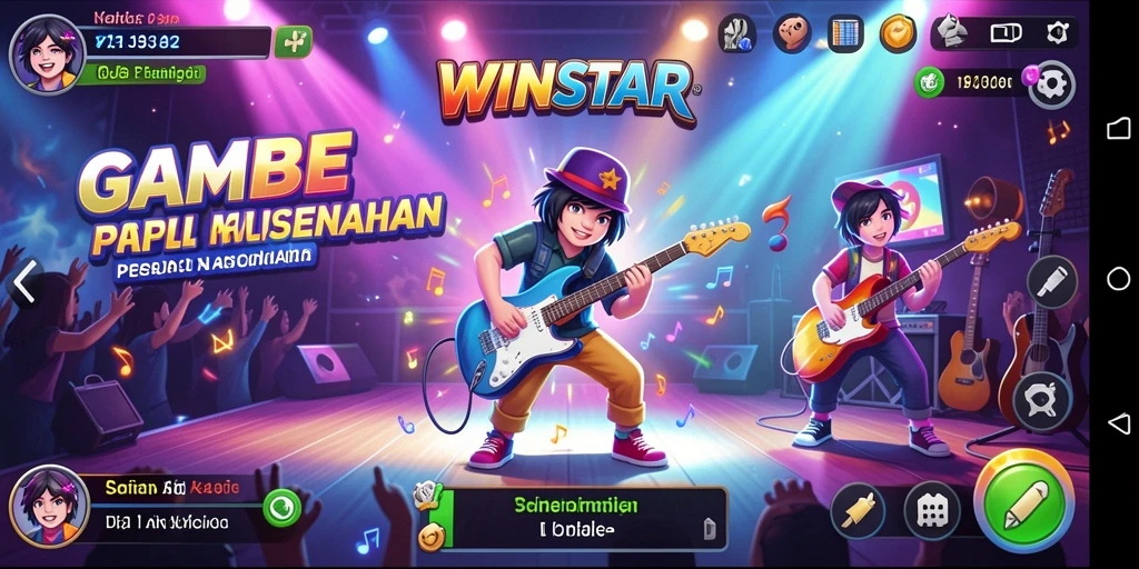 Screenshoot gameplay WINSTAR menampilkan momen permainan musik yang seru.